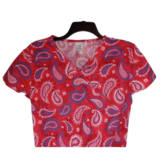 Lot Of 2 Mixed Brands Women's V Neck Multicolor,  Pink Scrub Tops Size L - Picture 3 of 16